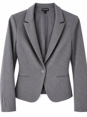 Express Light Grey Women's Single-Button Blazer